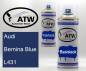 Preview: Audi, Bernina Blue, L431: 400ml Sprühdose + 400ml Klarlack - Set, von ATW Autoteile West.